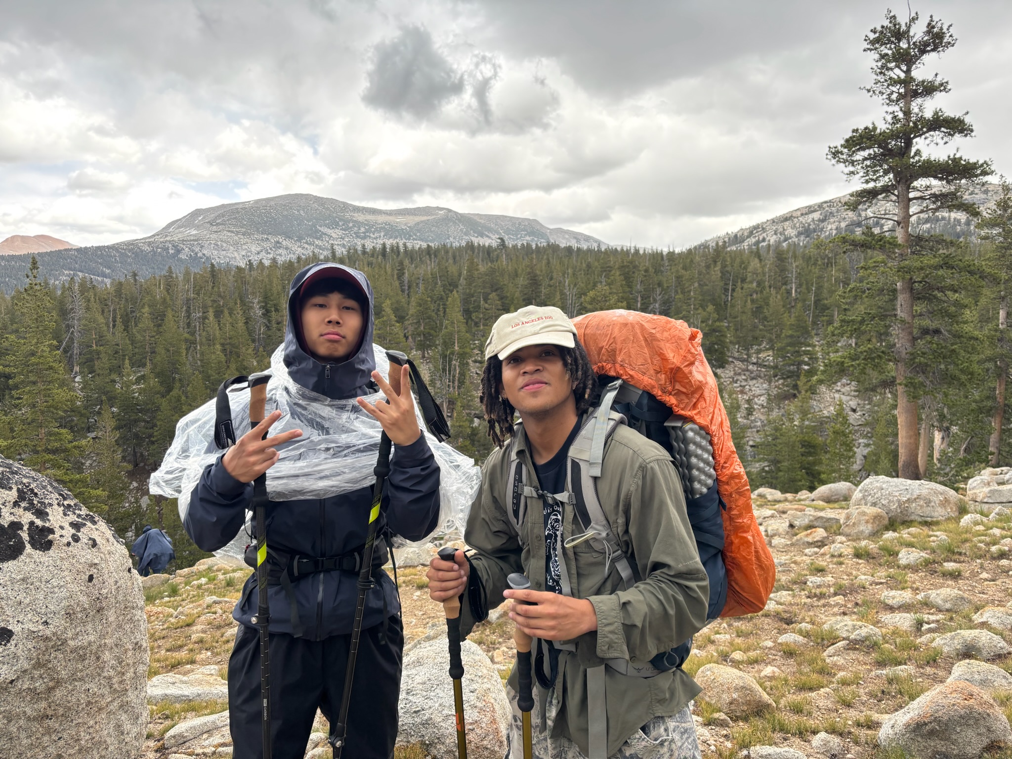 Me and my friend Joshua Sohn in Tuolumne Meadows starting our Yosemite backpacking trip.